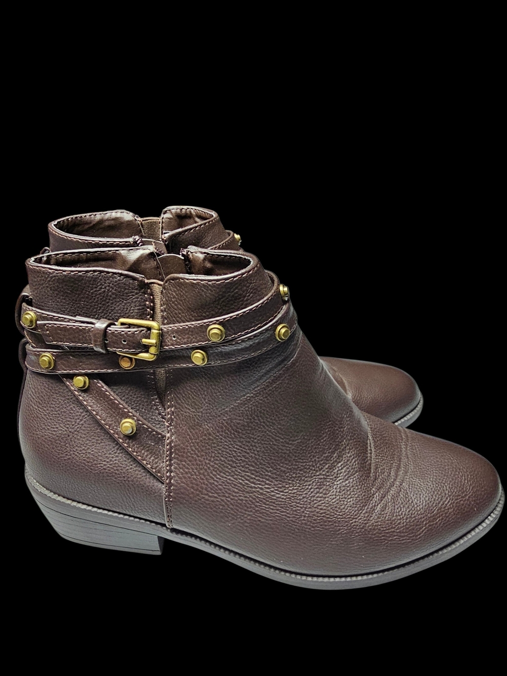 cloudwalkers Brown Stud & Buckle Ankle Booties